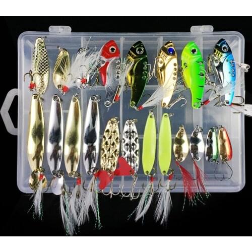 Wholesale 21pcs bait VIB iron sheet boxed multi-purpose lure hard bait fishing gear fishing flies tuna lures set crankbait frog