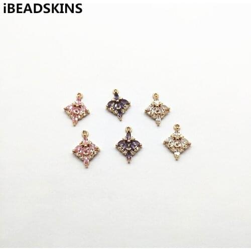 New arrival! 18x14mm 50pcs Copper with Cubic Zirconia Square charm for Earrings parts,Accessories Earrings hand Made Jewelry DIY