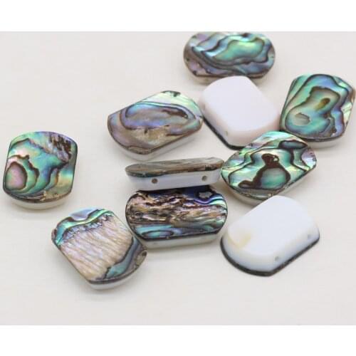 New Fashion Natural Shell Double Hole Beads Rectangle Zelanian Abalone Shell Loose Beads for Jewelry Making DIY Bracelet 10Pcs