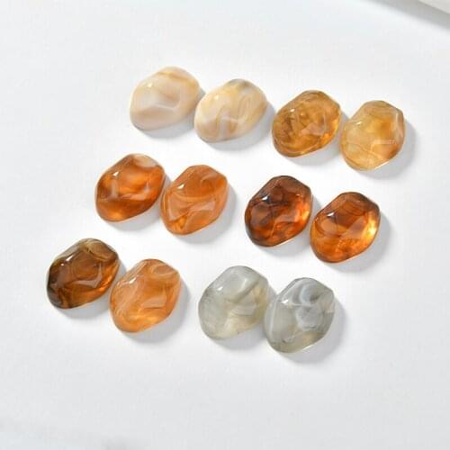 New style 50pcs/lot color print geometry irregular ovals shape resin flatback beads diy jewelry earring/garmet accessory