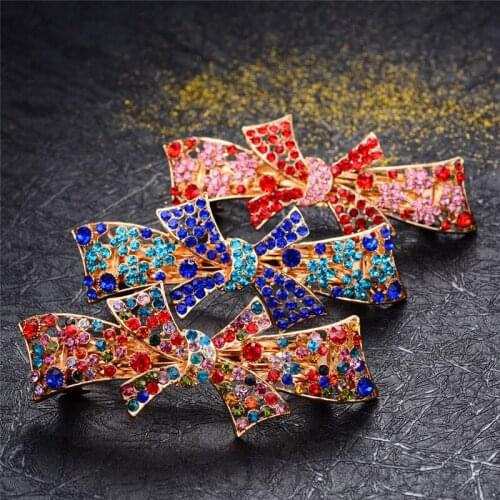 Charm Rhinestone Flowers Hair Clip For Women High Quality Crystal Butterfly Barrettes Hair Jewelry Girl Wedding Hair Accessories