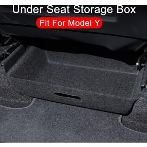 New For Tesla Model Y 2021 Under Seat Storage Box High Capacity Organizer Case Felt Cloth Drawer Holder Car Interior Accessories