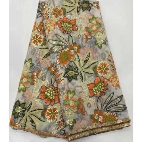 Latest Brocade Lace Fabric African Jacquard Material High Quality Nigerian Organza Net Cloth Tulle Tela Tissus For Sewing POZ31