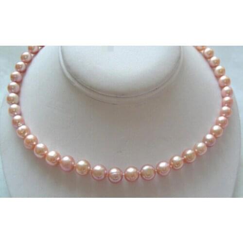 Wonderful AAA 10mm round pink freshwater pearls necklace Factory Wholesale price Women Gift word Jewelry