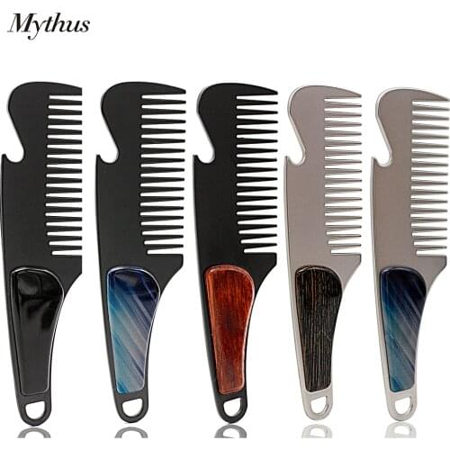 1 Pcs Professional Pocket Hair Comb Stainless Steel Portable Men Beard Comb For Shaving Metal Mustache Comb