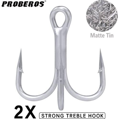 High-Carbon Steel Saltwater Fishing Hook 50pcs/lot 1X High Strength Hooks 2/0#-1/0#-1#-2#-4#-6#-8# Matte Tin Treble Hooks