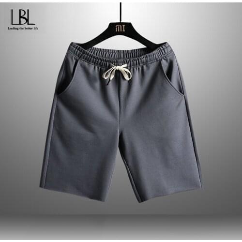 Summer Men Casual Shorts Length Solid Pocket Sweatpants Male Fashion Breathable Loose Workout Jogger Fitness Streetwear 2021 New