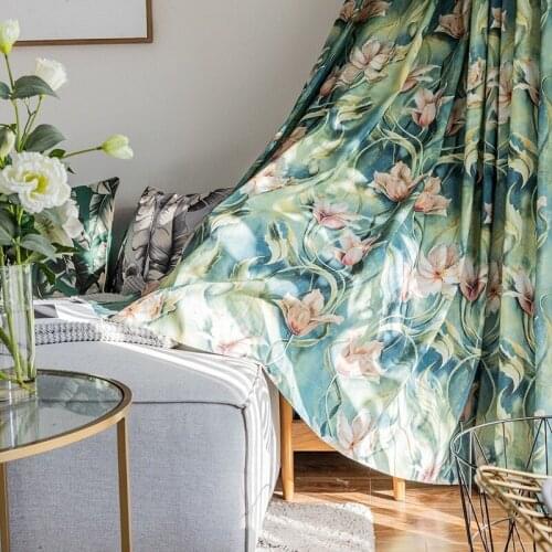 Hyun Blue Heart Curtains Are Suitable for Living Room Bedroom Modern Minimalist Polyester Cotton Printed Curtains Custom