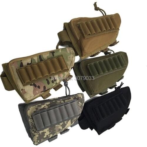 Tactical Buttstock Shot gun Rifle Stock Ammo Portable Pouch Shell Cartridge Military Pouch Holder For Airsoft Paintball CS