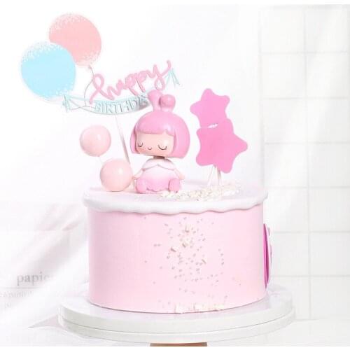 Happy Birthday Cake Topper Colorful Balloon Cake Decoration Cupcake Topper Kids Birthday Favor Baby Shower