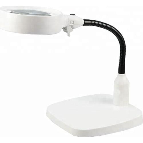 10X Detachable Lens Desktop Magnifying Glass LED Illuminated Free Adjustable Magnifier Metal Base Acrylic Lens Reading Loupe
