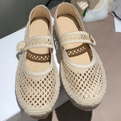 Hollow Out Woman Flats Shoes Summer Solid Shoes Women Buttons Ladies Shoes Sewing Zapatos De Mujer Fashion Casual Shoes Hot Sale