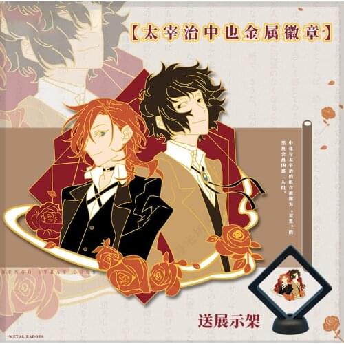 Anime Bungo Stray Dogs Nakahara Chuuya dazai osamu Badge Button Brooch Pins Cosplay Collection Cartoon Clothing Decor Xmas Gifts