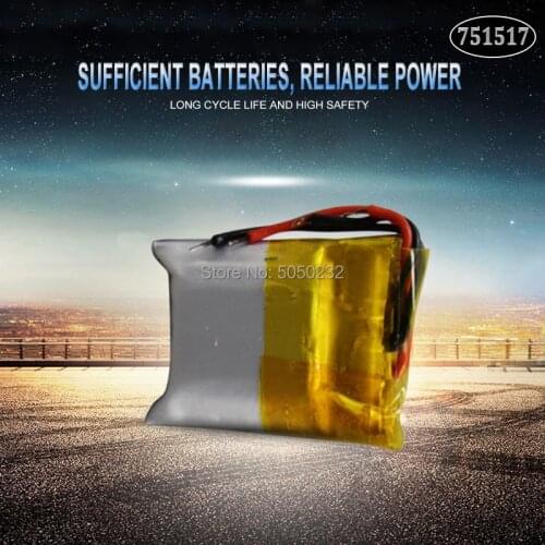 1pc 100mah 3.7v 751517 Rechargeable Battery for Cheerson CX-10 CX10 CX12 JJ820 V646 V676 JJ810 RC Helicopter RC Quadcopter