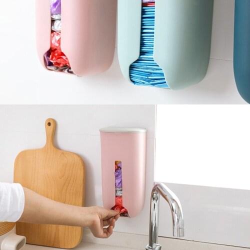 1Pc Plastic Garbag Bag Holder Stand Rubbish Trash Bag Basket Wall Mounted Hanging Storage Box Organizer Rack Kitchen Accessories