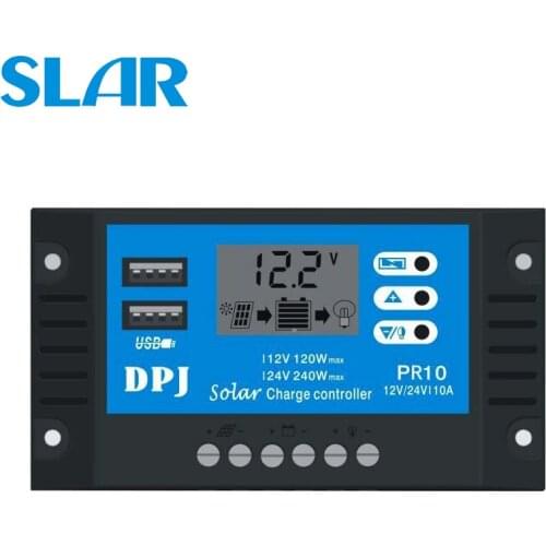 80A 60A 30A 20A 10A 12V 24V 36V 48V Solar Charge Controller PWM Solar battery charger PV Regulators with LCD Display 5V USB