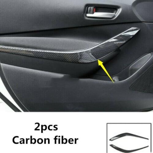 2Pcs ABS Carbon Fiber Car Inner Front Door Armrest Cover Trim Door Handle Cover Trim for Toyota Corolla 2019 2020