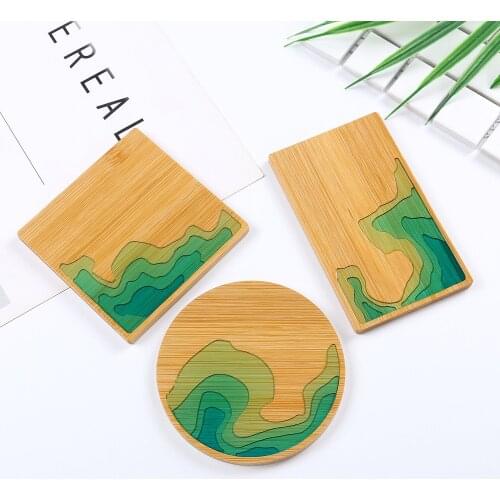 2020 1pcs Creative Art Bamboo Coaster Molds DIY Epoxy ab glue coaster wood pallet wood coaster crystal Epoxy material package