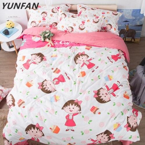 Cute Cherry pellets bedclothes pink white bedding sets 3pcs Comfortable Duvet Cover Quilt cover pillow cases for girl