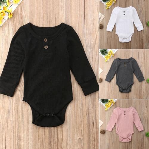 8Color ! 0-24 M Toddler Baby Girls Clothes Basic Pure Color Outfit Long Sleeve Cotton Romper Baby Solid Jumpsuit Clothing