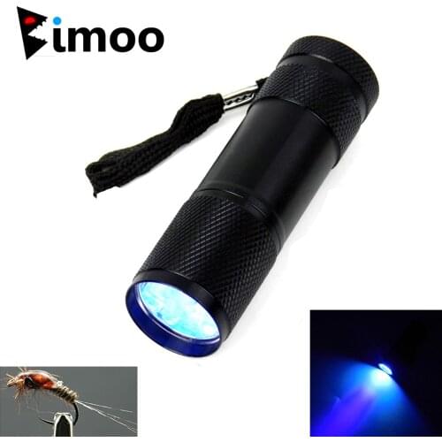 Bimoo Small 9 LEDs Fly Tying UV Curing Lamp Fishing Flies Rasin UV Torch Light Mini Size Aluminum Build