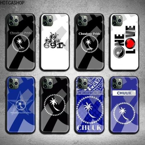 Chuuk Chuukese Pride 691 Flag Phone Case Tempered Glass For iPhone 12 pro max mini 11 Pro XR XS MAX 8 X 7 6S 6 Plus SE 2020 case