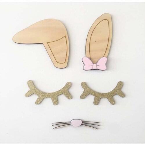 Wooden Rabbit Ear Wall Sticker Nordic Style Home Decor DIY Wood Room Home Kawaii Decoration INS Wall Props Teen Room Decoration