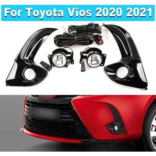 For Toyota Vios 2020 2021 Car Bumper Headlight Car Accessories Halogen Bulb 4300K Wire of Harness ON/OFF Auto Vios Fog Lamp