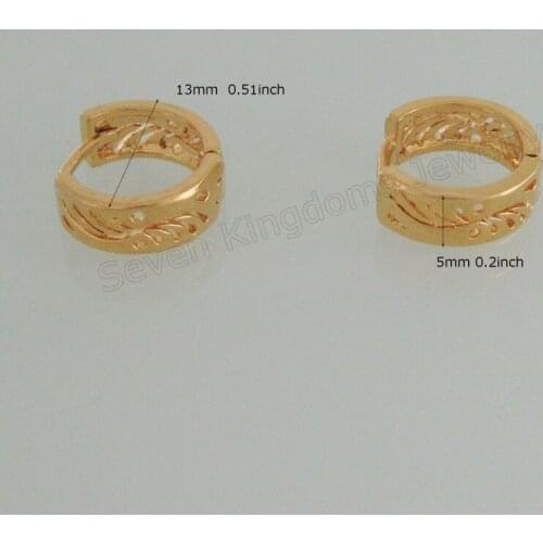 Foromance/CUTE FLOWER PATTERN - YELLOW GOLD GP FILL OVERLAY HUGGIE HOOP 0.51" EARRING/GREAT GIFT