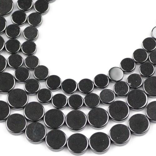 HGKLBB Coins Black Hematite Natural Stone magnetite Flat Spacer 6/8MM Loose beads For Jewelry making bracelet accessories DIY