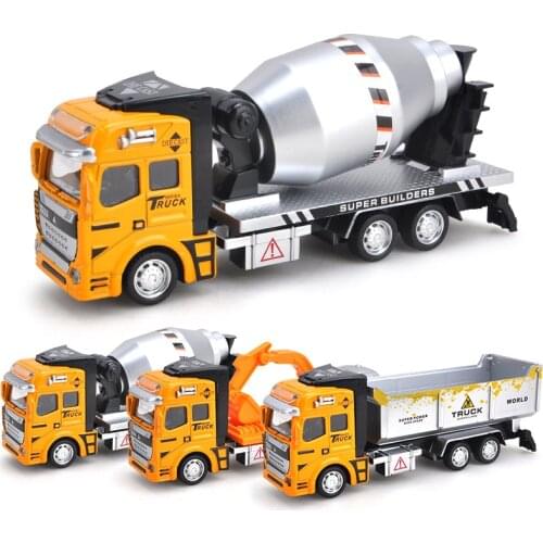 15 Kinds Alloy Engineering Trucks Car Models Toy for Boys Diecasts Toys Vehicles 1:64 Scale Pull Back Excavator Mixer Truck Y047
