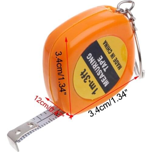 77JA Easy Retractable Ruler Tape Measure Mini Portable Pull Ruler Keychain 1m/3ft
