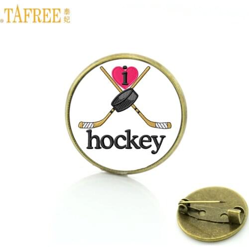 TAFREE Brand exquisite fashion Love Hockey badge pins field hockey charms for men women jewelry sports lover brooches gift SP500
