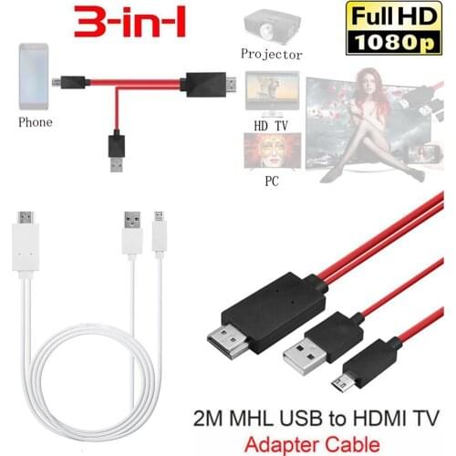 MHL 11Pin Micro USB to HDMI 1080P HD TV Cable Adapter Samsung For Android Phone K5Y4