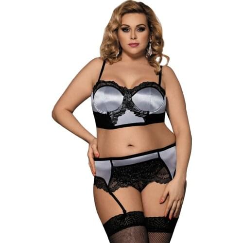 Comeondear Bra Set Women Plus Size Garter Sets with Garter Belt Lingerie Sets Hot Sale Underwire Sexy Bra And Panty Sets R80093