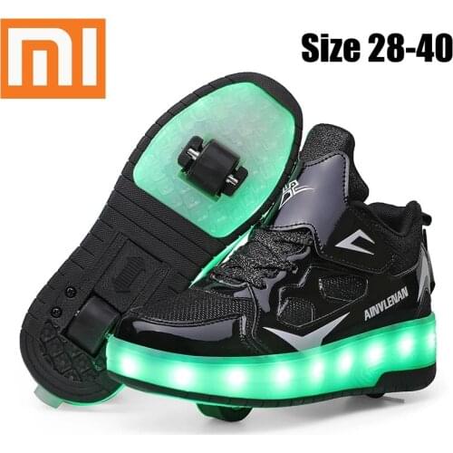 Xiaomi Luminous Roller Skate Shoes For Kids Boys Girls Glowing Wheels Shoes Children LED Wheels Sneakers With USB Charging