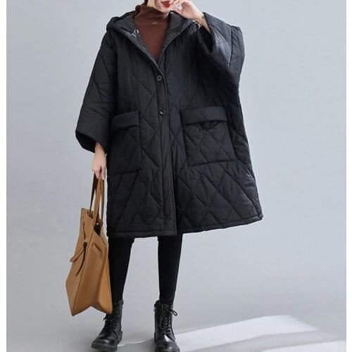 Oversize Winter Thickening Warm Prakas Female Vintage Hooded Cotton Quilted Wadded Jacket Plus Size Padded Jacket Prakas 100KG