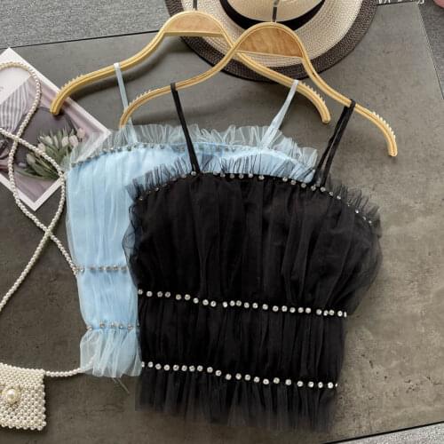 Summer new style shoulder with diamond-studded lotus leaf tops for women Sexy and stylish crop tops women 2021