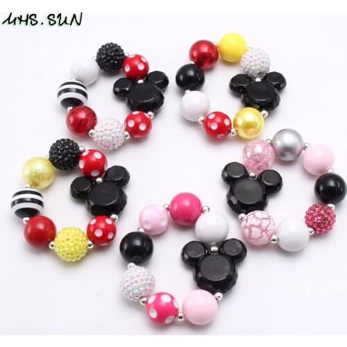MHS.SUN Cute Design Child Kids Chunky Beads Bracelets With Cartoon Jewelry Baby Beaded Bracelet Elastic For Girls Gift Handmade