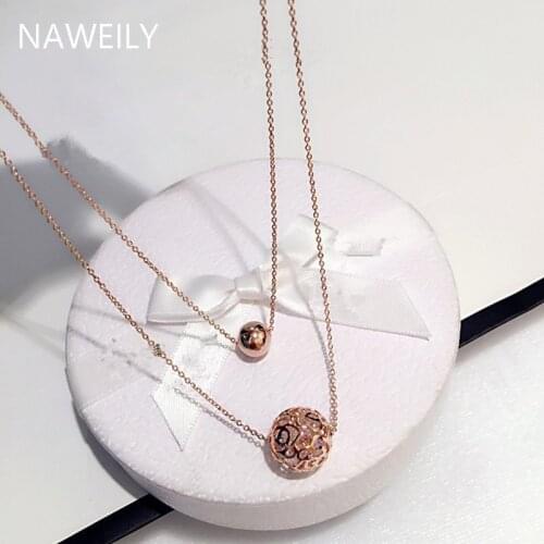 Fashion Hollow Flower Beads Zircon Pendant Necklace Multi-layer Clavicle Chain Short Necklaces Women Gifts Choker Jewelry