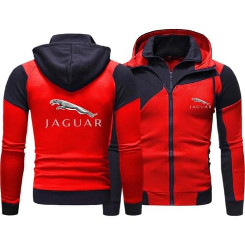 Men’s Hoodie Jaguar Car Logo Print Double Zipper Sweatshirt Outdoor Sportswear Harajuku Casual Pullover Man Hoody Men Clothing