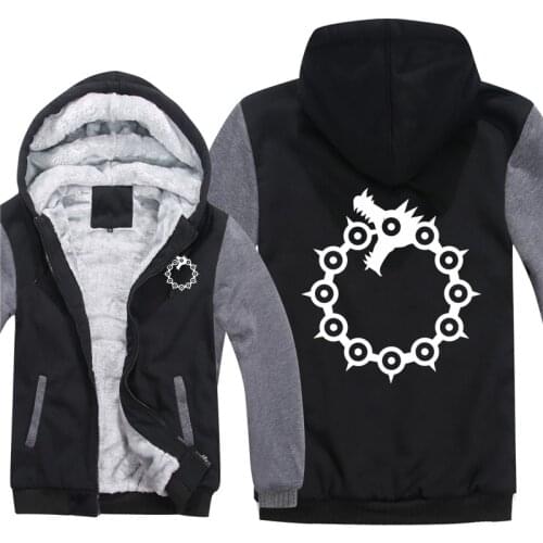 Seven Deadly Sins Anime Meliodas Sin Of Wrath Hoodies Men Cool Fashion Thicken Seven Deadly Sins Sweatshirts Pullover