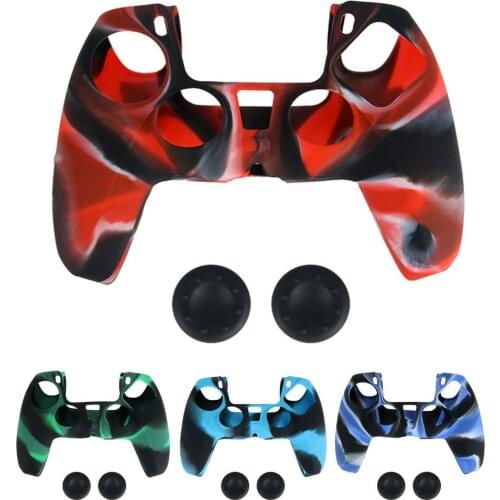 Soft Silicone Rubber Case For Playstation 5 Controller Skin Cover + 2 Thumb Grips Caps