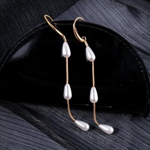 New Pearl Tassel Teardrop Dangle Drop Earrings Long Waterdrop White Earring For Women Jewelry Accessories Wholesale