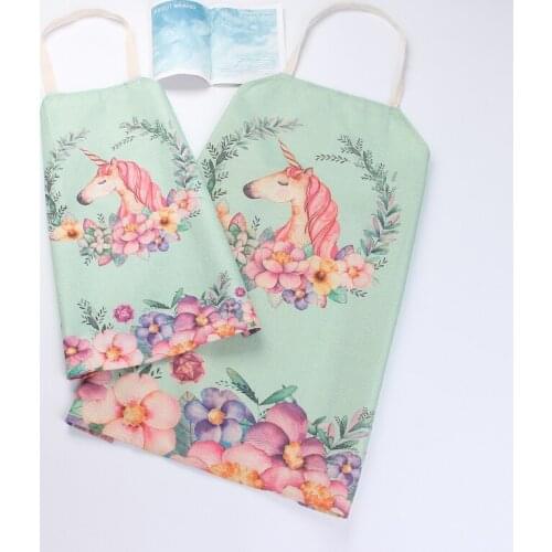 Family Matching Clothes Fashion Floral Print Mother Daughter Unicorn Adjustable Apron Outdoors Nursing Clothes Casual Clothing