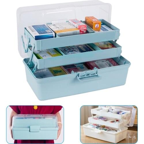 Plastic Medicine Pill Storage Box Organizer 3 Layers Multi-Functional Fortable Medical Cabinet Faimly Emergency Frist Aid Kit