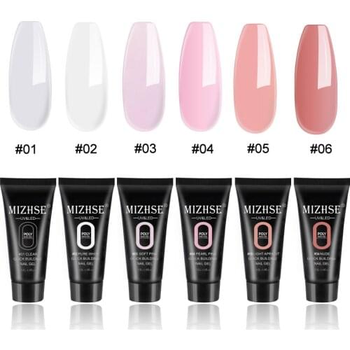 MIZHSE Poly Nail gel Acrylic Gel Pink White Clear Crystal UV LED Quick Extension Gel Acrylic Builder Jelly UV Poly Nail Gel