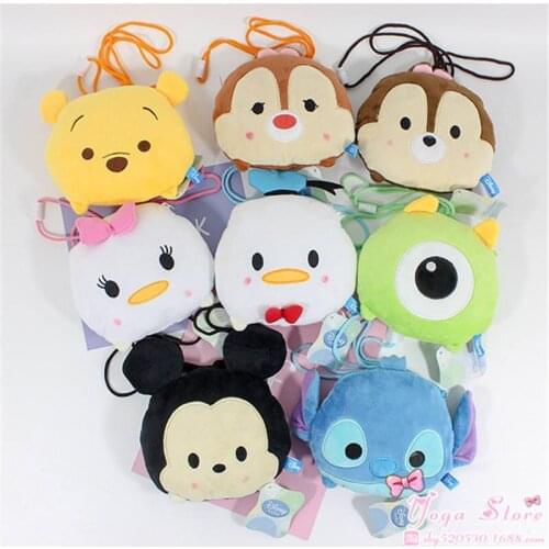Disney popular cartoon doll crossbody purse Mickey Minnie squirrel brother big eyes Donald Duck Stitch children plush toys