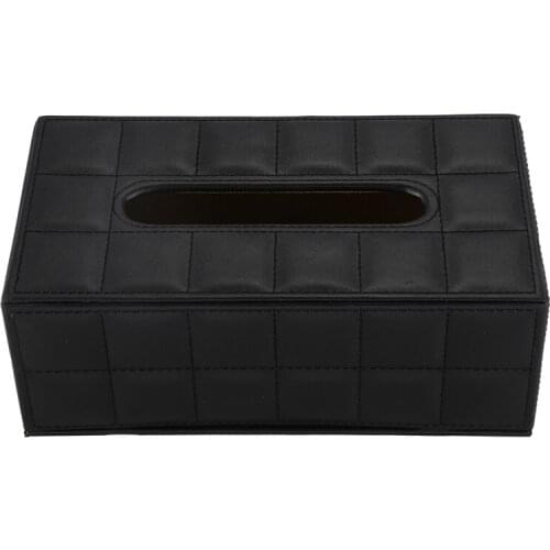 Durable Home Car Rectangle PU Leather Tissue Box Paper Holder Case Cover Napkin black