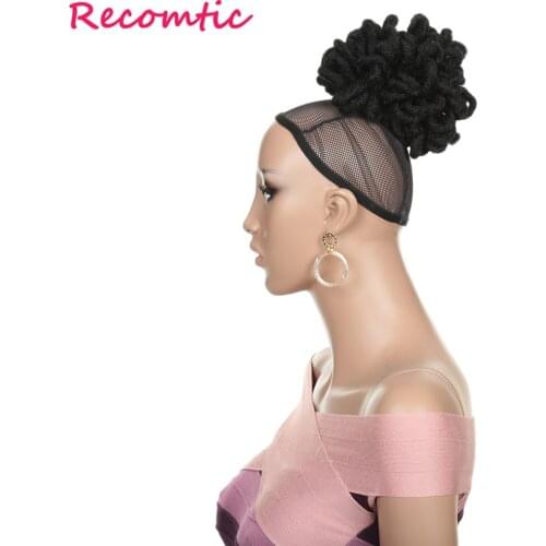 Recomtic 20inch Faux Dread Locs Afro Soffio Pony Tail Chignon Synthetic Hair Extensions For Black Women